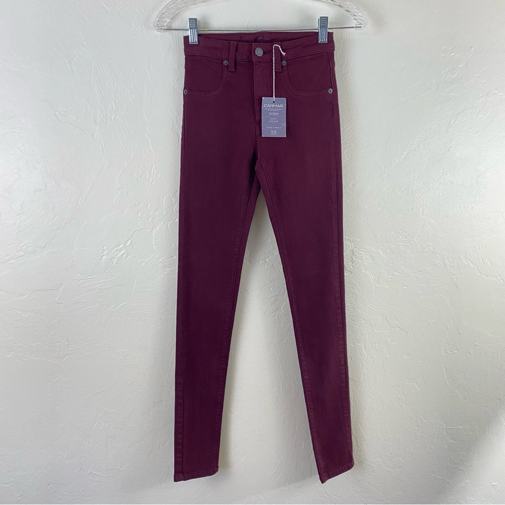Carmar Size 23 Maroon Red Robin High Rise Skinny Power Stretch Jean